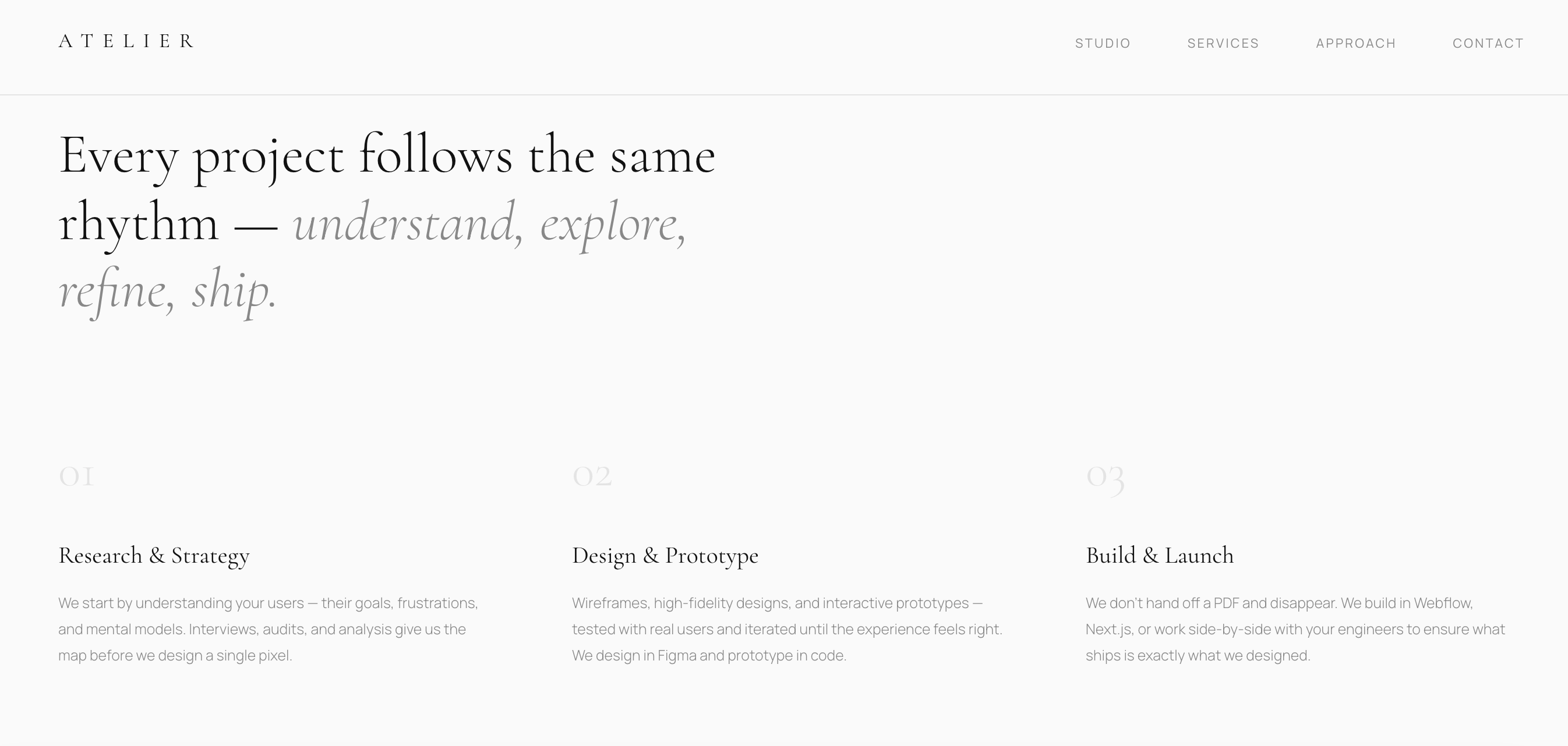 Atelier website screenshot